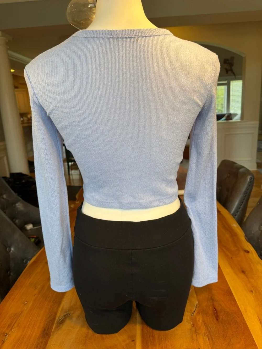 Zara Y2K Minimalist Lightweight Knit Sweater Blue Cropped Top (VGUC)‎